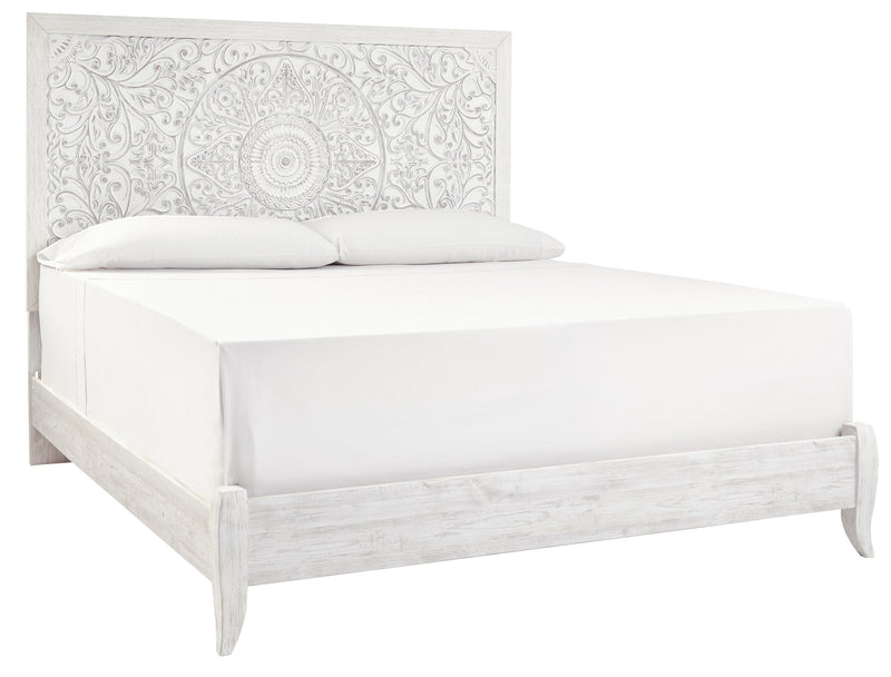Paxberry Whitewash King Panel Bed - Gate FurnitureKing Bed