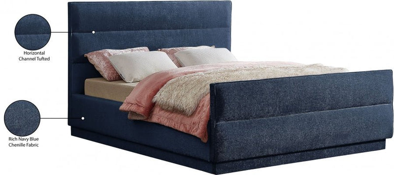 Paxton Chenille Fabric Full Bed (3 Boxes) Blue - PaxtonNavy-F