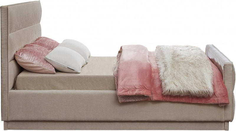 Paxton Chenille Fabric King Bed (3 Boxes) Beige - Gate FurnitureKing Bed