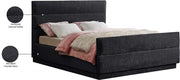 Paxton Chenille Fabric King Bed (3 Boxes) Black - Gate FurnitureKing Bed