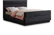 Paxton Chenille Fabric King Bed (3 Boxes) Black - Gate FurnitureKing Bed