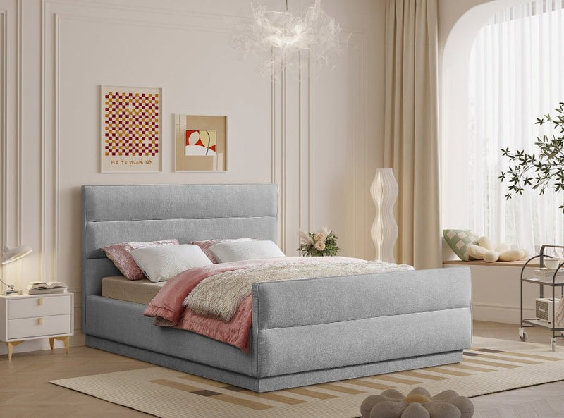 Paxton Chenille Fabric King Bed (3 Boxes) Grey - Gate FurnitureKing Bed