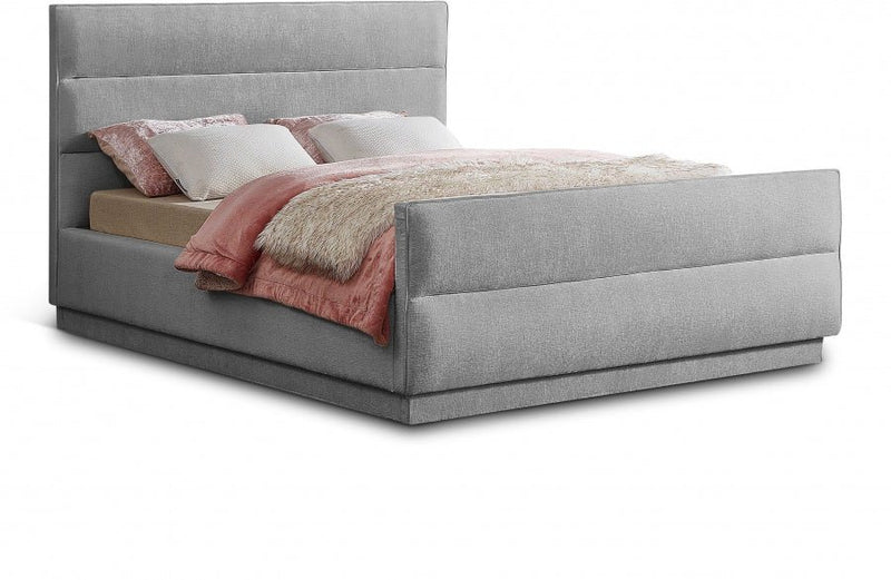 Paxton Chenille Fabric King Bed (3 Boxes) Grey - Gate FurnitureKing Bed