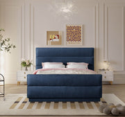 Paxton Chenille Fabric Queen Bed (3 Boxes) Blue - Gate FurnitureQueen Bed