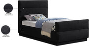 Paxton Chenille Fabric Twin Bed (3 Boxes) Black - Gate FurnitureTwin Bed