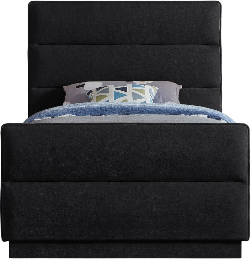 Paxton Chenille Fabric Twin Bed (3 Boxes) Black - Gate FurnitureTwin Bed