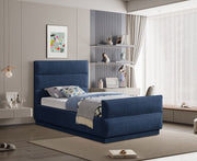 Paxton Chenille Fabric Twin Bed (3 Boxes) Blue - Gate FurnitureTwin Bed