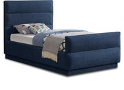 Paxton Chenille Fabric Twin Bed (3 Boxes) Blue - Gate FurnitureTwin Bed
