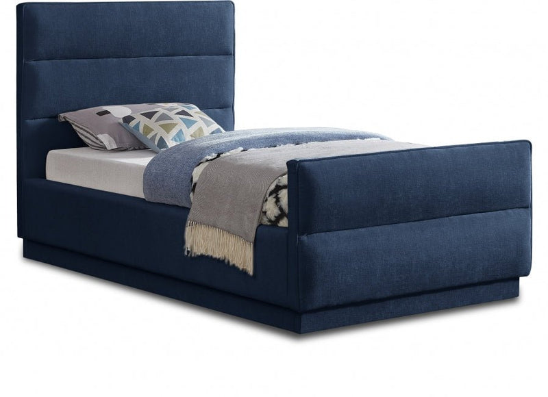 Paxton Chenille Fabric Twin Bed (3 Boxes) Blue - Gate FurnitureTwin Bed