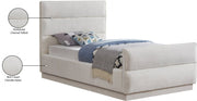 Paxton Chenille Fabric Twin Bed (3 Boxes) Cream - Gate FurnitureTwin Bed