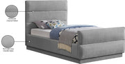 Paxton Chenille Fabric Twin Bed (3 Boxes) Grey - Gate FurnitureTwin Bed