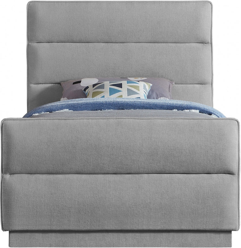 Paxton Chenille Fabric Twin Bed (3 Boxes) Grey - Gate FurnitureTwin Bed