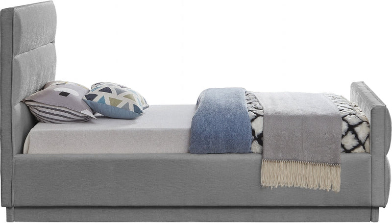 Paxton Chenille Fabric Twin Bed (3 Boxes) Grey - Gate FurnitureTwin Bed