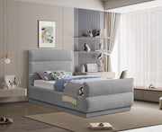 Paxton Chenille Fabric Twin Bed (3 Boxes) Grey - Gate FurnitureTwin Bed