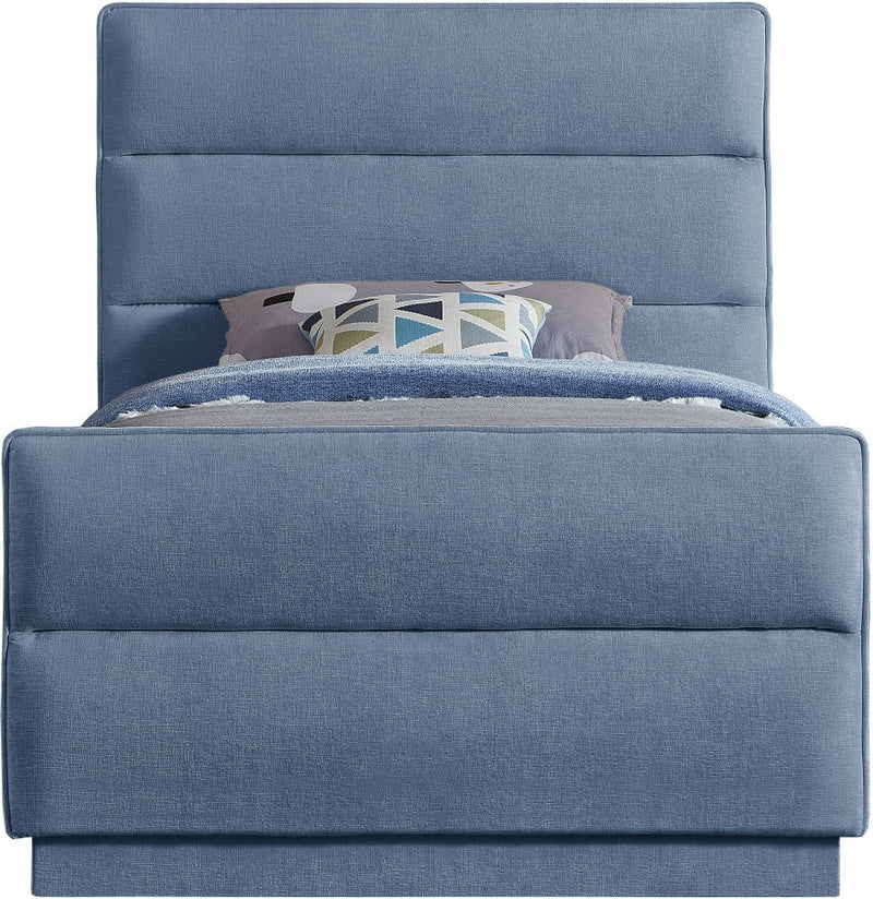 Paxton Chenille Fabric Twin Bed (3 Boxes) Light Blue - Gate FurnitureTwin Bed