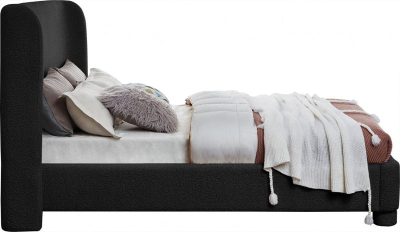 Penny Boucle Fabric Queen Bed Black - Gate FurnitureQueen Bed