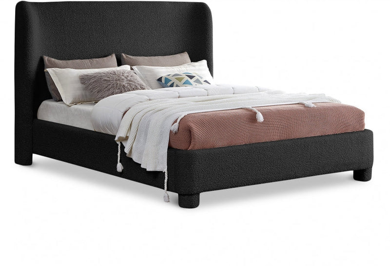 Penny Boucle Fabric Queen Bed Black - Gate FurnitureQueen Bed