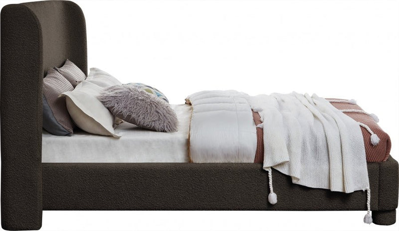 Penny Boucle Fabric Queen Bed Brown - Gate FurnitureQueen Bed