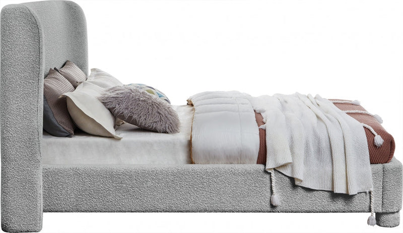 Penny Boucle Fabric Queen Bed Grey - Gate FurnitureQueen Bed