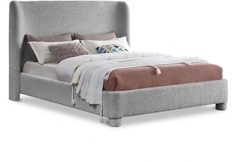 Penny Boucle Fabric Queen Bed Grey - Gate FurnitureQueen Bed