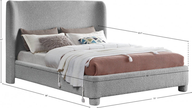 Penny Boucle Fabric Queen Bed Grey - Gate FurnitureQueen Bed