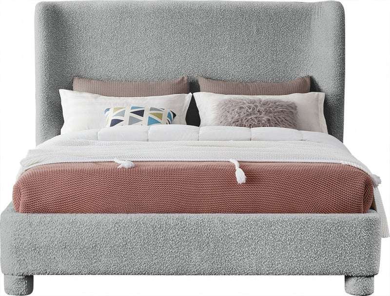 Penny Boucle Fabric Queen Bed Grey - Gate FurnitureQueen Bed