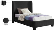 Penny Boucle Fabric Twin Bed Black - Gate FurnitureTwin Bed