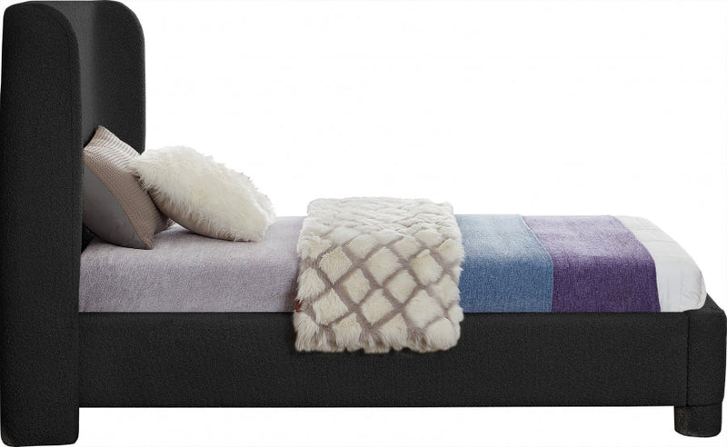 Penny Boucle Fabric Twin Bed Black - Gate FurnitureTwin Bed