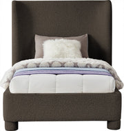 Penny Boucle Fabric Twin Bed Brown - Gate FurnitureTwin Bed