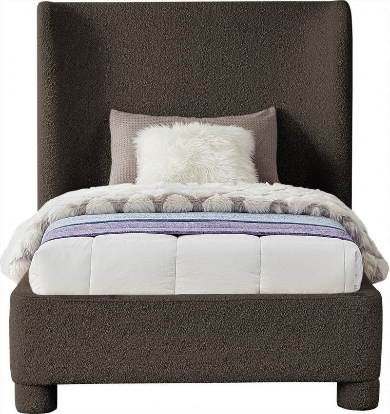 Penny Boucle Fabric Twin Bed Brown - Gate FurnitureTwin Bed