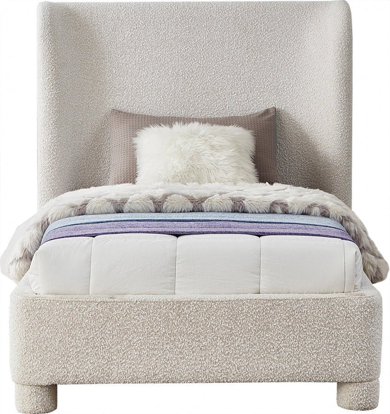 Penny Boucle Fabric Twin Bed Cream - Gate FurnitureTwin Bed