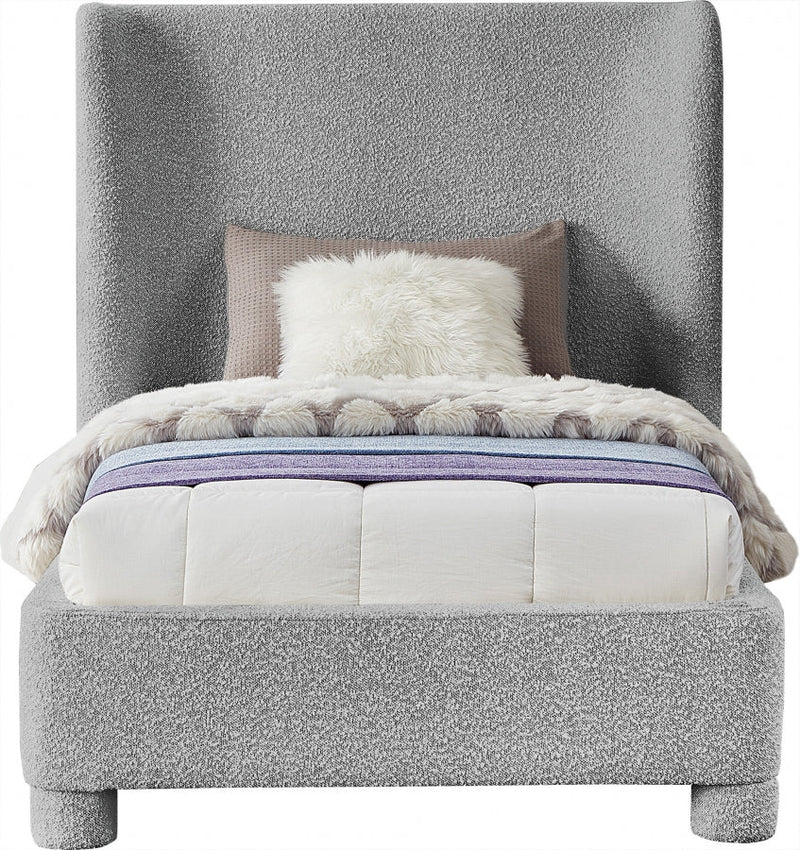 Penny Boucle Fabric Twin Bed Grey - Gate FurnitureTwin Bed