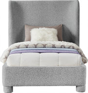 Penny Boucle Fabric Twin Bed Grey - Gate FurnitureTwin Bed