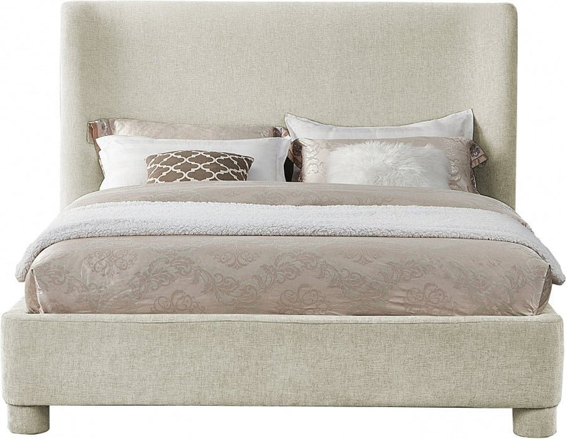 Penny Chenille Fabric King Bed Cream - Gate FurnitureKing Bed
