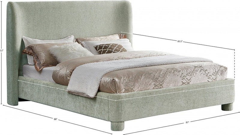 Penny Chenille Fabric King Bed Green - Gate FurnitureKing Bed