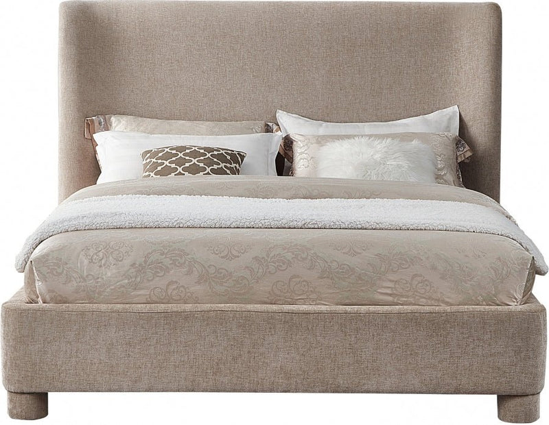 Penny Chenille Fabric Queen Bed Beige - Gate FurnitureQueen Bed
