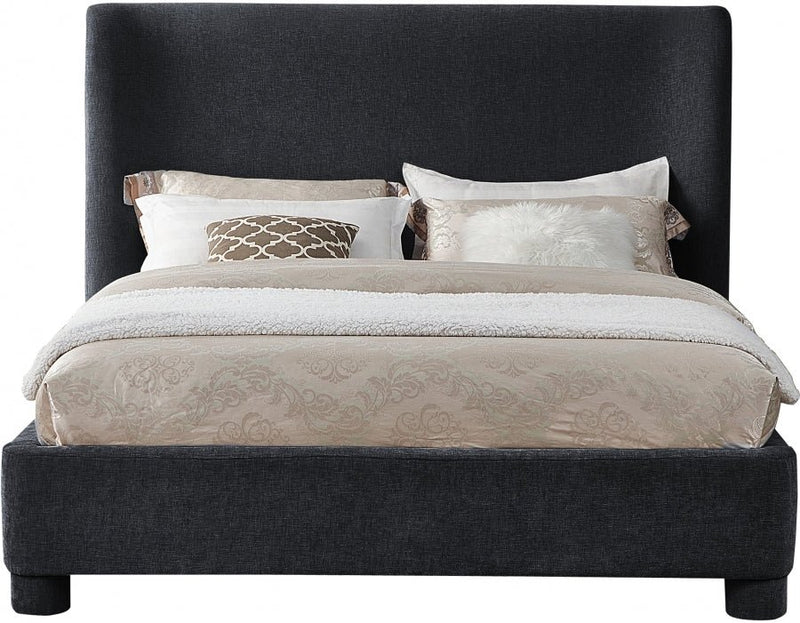 Penny Chenille Fabric Queen Bed Black - Gate FurnitureQueen Bed