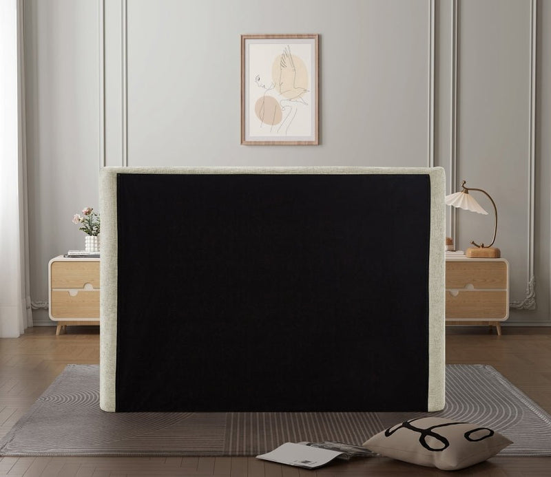 Penny Chenille Fabric Queen Bed Cream - Gate FurnitureQueen Bed