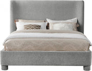 Penny Chenille Fabric Queen Bed Grey - Gate FurnitureQueen Bed
