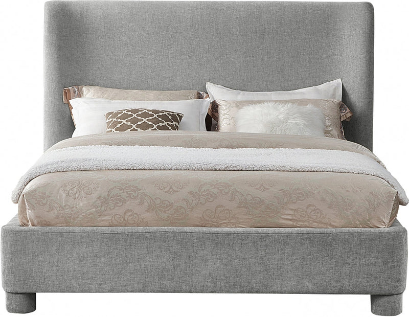 Penny Chenille Fabric Queen Bed Grey - Gate FurnitureQueen Bed