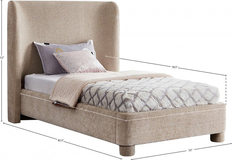 Penny Chenille Fabric Twin Bed Beige - Gate FurnitureTwin Bed