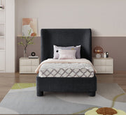 Penny Chenille Fabric Twin Bed Black - Gate FurnitureTwin Bed
