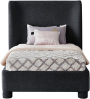 Penny Chenille Fabric Twin Bed Black - Gate FurnitureTwin Bed