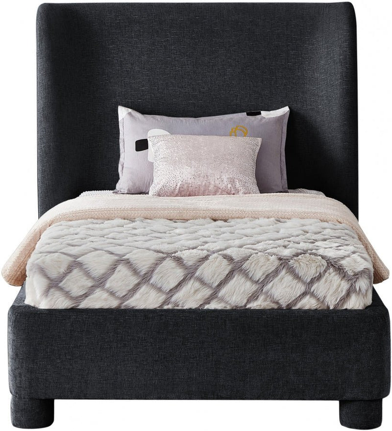 Penny Chenille Fabric Twin Bed Black - Gate FurnitureTwin Bed