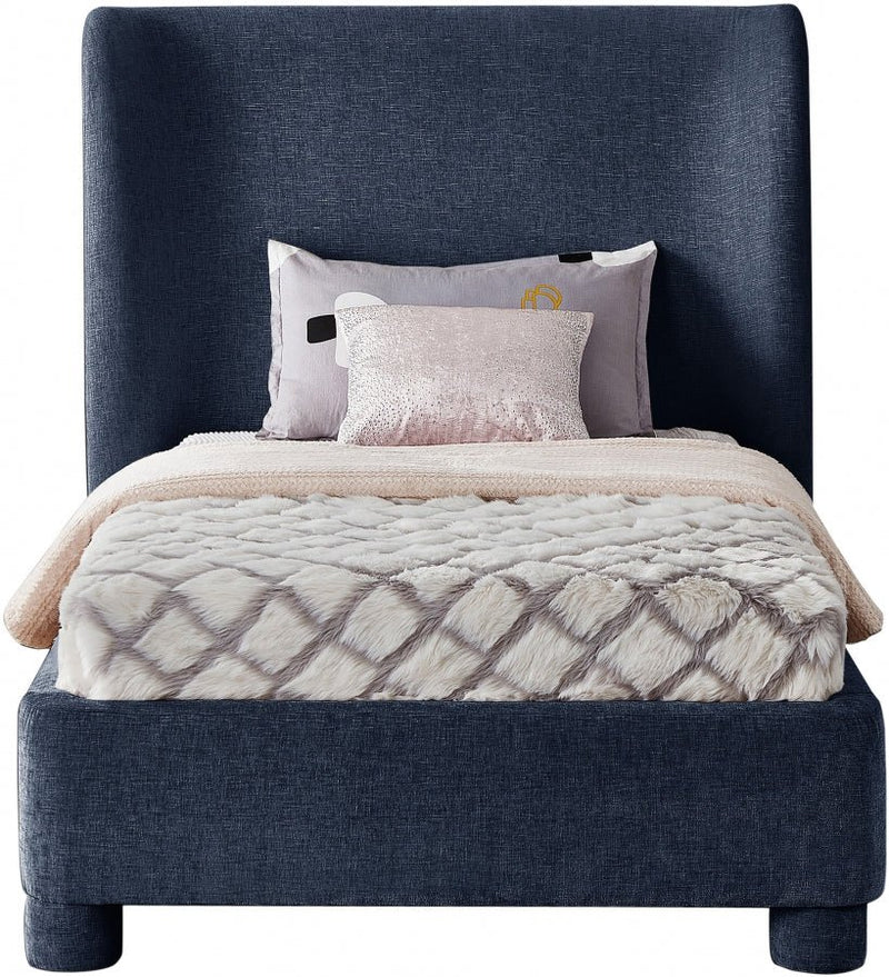 Penny Chenille Fabric Twin Bed Blue - Gate FurnitureTwin Bed