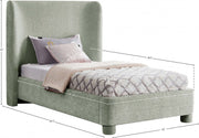 Penny Chenille Fabric Twin Bed Green - Gate FurnitureTwin Bed