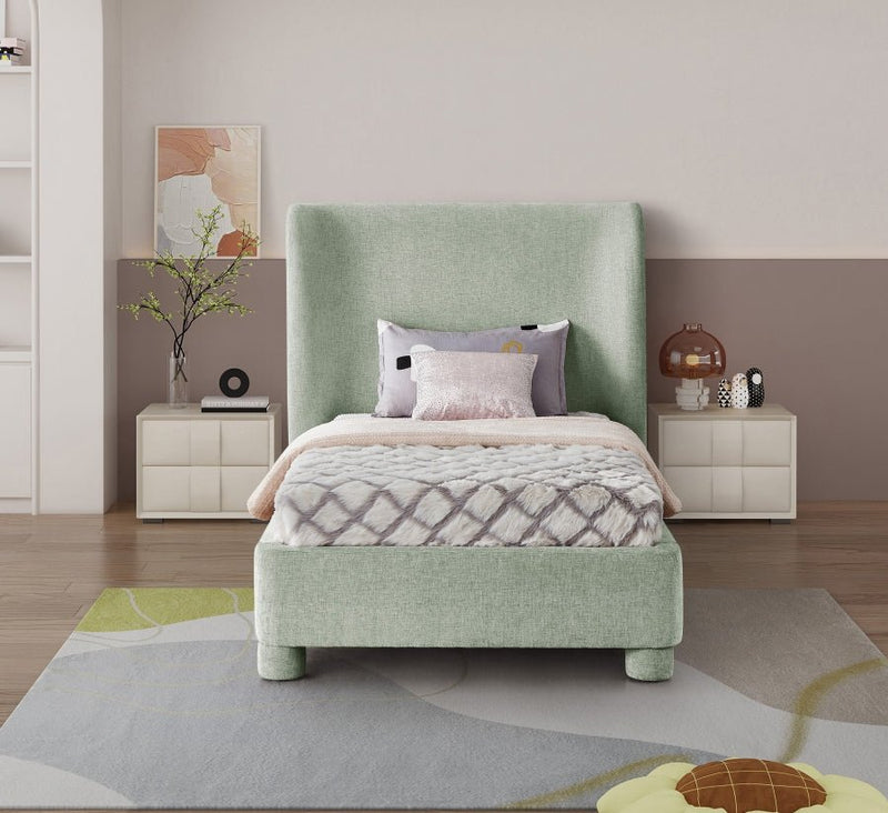 Penny Chenille Fabric Twin Bed Green - Gate FurnitureTwin Bed