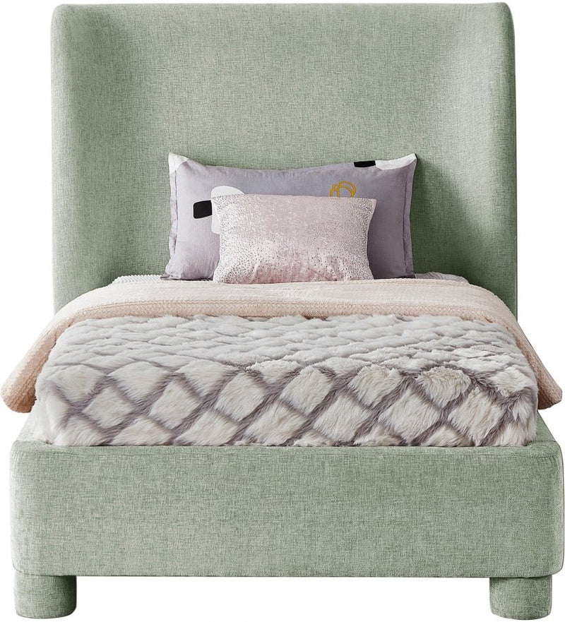 Penny Chenille Fabric Twin Bed Green - Gate FurnitureTwin Bed
