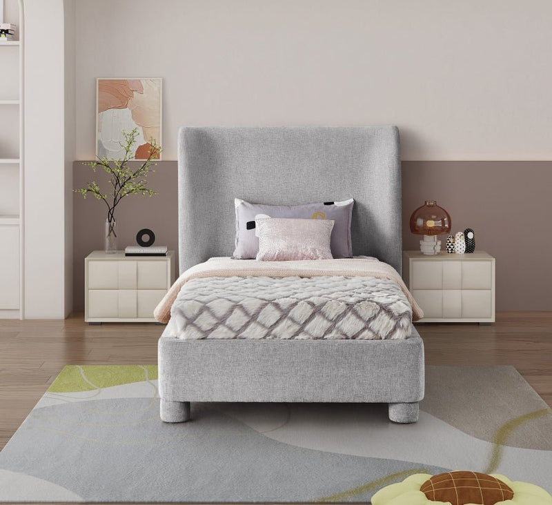 Penny Chenille Fabric Twin Bed Grey - Gate FurnitureTwin Bed