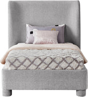 Penny Chenille Fabric Twin Bed Grey - Gate FurnitureTwin Bed